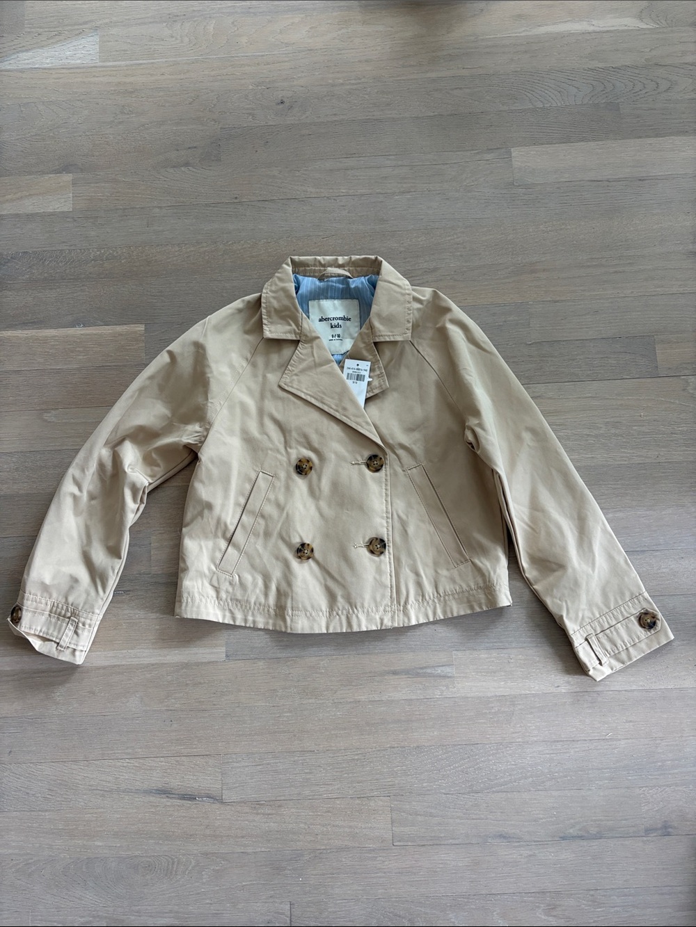 Abercrombie & Fitch Tan Cropped Double-Breasted Trench Jacket